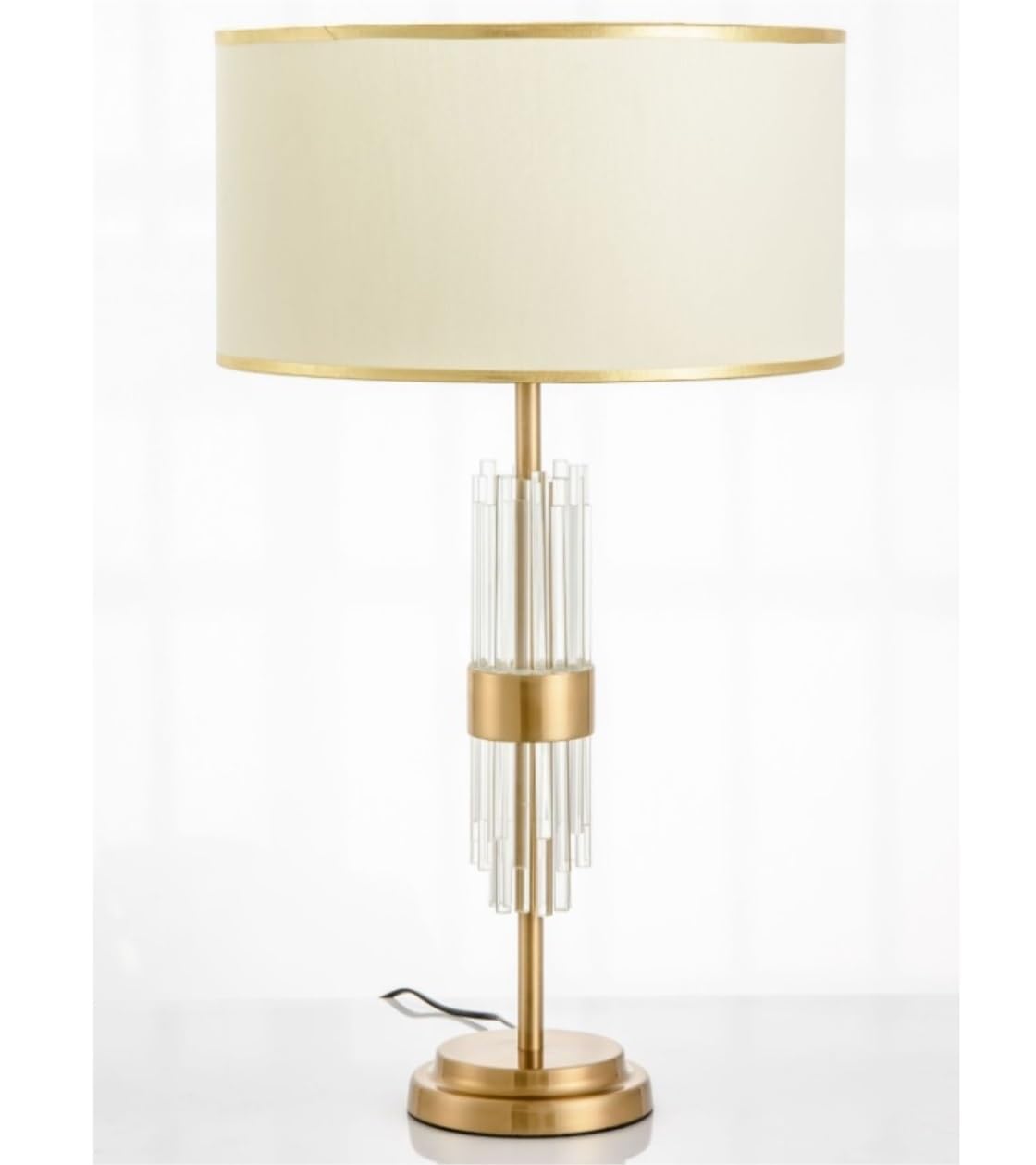 Lampa Stołowa Żelazna Lampa Stołowa Abażur Z Tkaniny Lampka Nocna Ze Szkła Kryształowego Nowoczesna Do Salonu Sypialnia Do Domowego
