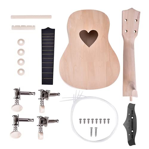 Ukelele Bricolaje, Afinador Ukelele Soprano Ligero De 21 Pulgadas De Tilo, 4 Cuerdas Seguras Para Niños (En Forma De Corazón) Cover