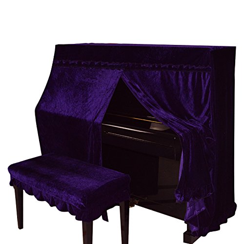 Omonic Full Piano Cover and Chair Bench Cover Cloth Art More pleuche Decorated with Macrame for Universal Upright Vertical Piano Upright piano universal 118-131 be universally (Purple)