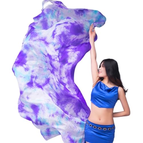 Velo Para La Danza Del Vientre Chal de seda for danza del vientre Chales de danza del vientre Velo de seda Bufandas Bufanda personalizada hecha a mano con degradado Seda Velo De Danza Del Vientre(Purp