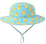 Baby Kids Summer Sun Hat Wide Brim UV Protection Beach Bucket Hat W/Chin Strap Ducks 1-2T