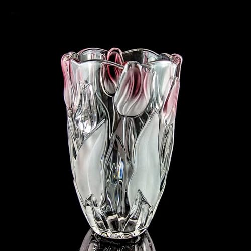 Puremagics Glass Flowers Vase 9.3 inch tall, Unique Crystal Vases for Tables Centerpieces, Vintage and Tulip shape Large Vases Christmas Thanksgiving Gifts.