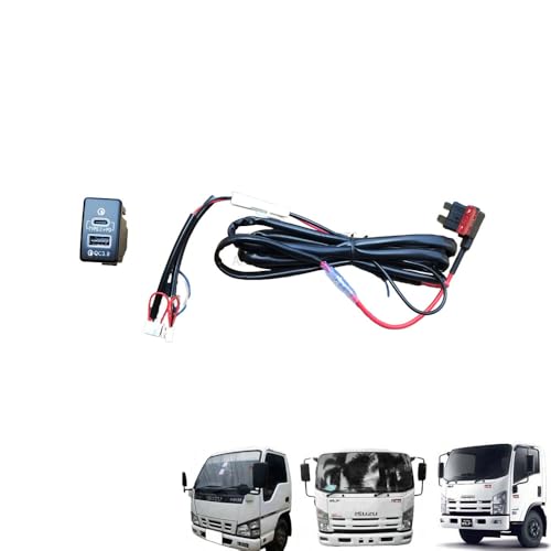 いすゞ 07'エルフ ワイドキャブ 超低PMエルフH16.6?H18.12 USB 電源 スイッチ ホール パネル 2ポート 搭載 スマホ タブレット 充電 リレー ハイフラ 防止 メス コネクター ハーネス センター パネル ヘッド 12V-24V トラ