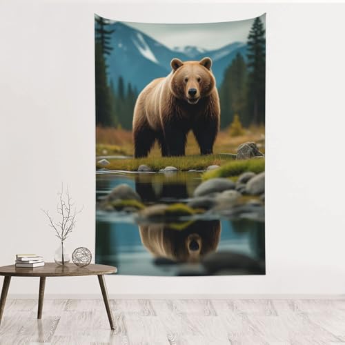 Tapisserie velours River Bear Mom tissu haute densité déco salon