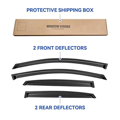 Image of Window Visors Rain Guards Shield for 2013-2019 Nissan Sentra, Window Wind Deflectors Vent Shades for 13-19 Sentra