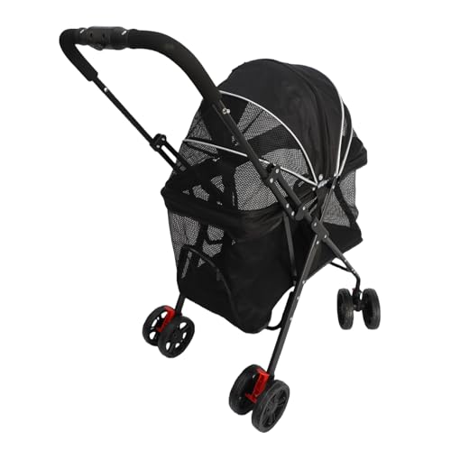 Cochecito plegable para perros y gatos Bewinner negro con malla transpirable 4