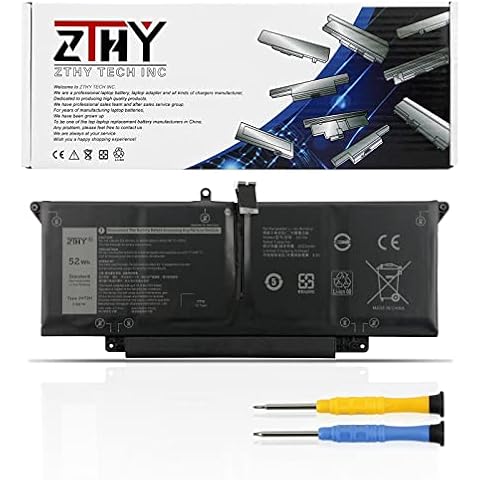 ZTHY 52Wh JHT2H Laptop Battery Compatible with Dell Latitude 7310 7410 Series Notebook P34S P34S001 35J09 0WY9MP 04V5X2 HRGYV 0HRGYV 7.6V 6500mAh 4-Cell Cover
