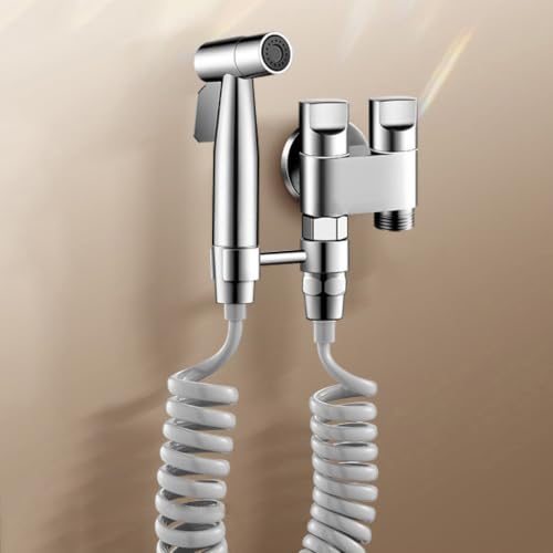 Kit de bidé para WC de latón con doble interruptor y salida de agua fría para montaje en pared 2