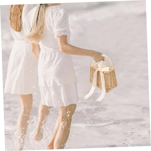 Creative Straw Purse Pearls Handbag Beach Bag Practical Portable Bag for Women4