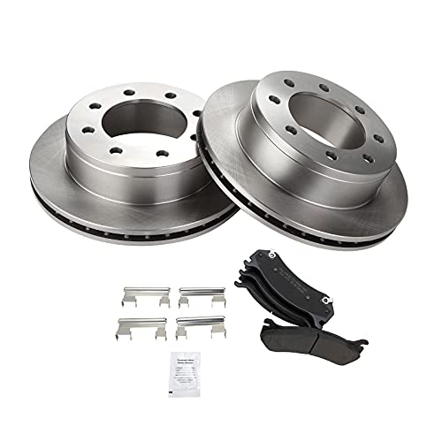 Image of TRQ Rear Brake Pad and Rotor Set Semi Metallic Vented Rotors