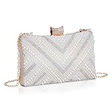 Pochette à perles de luxe : le sac de perles brillantes est recouvert de perles à la fois sur le devant et à l'arrière, ce qui est très exquis et élégant. L'ensemble du sac est fabriqué à la main avec des perles et des strass de haute qualité, l'intérieur est en velours doux, qui est ferme.