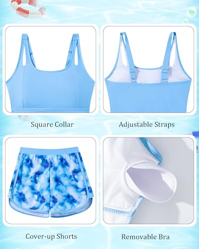 Image of TUONROAD Girls 3pcs Tankini Swimsuit Size 11-16 Bathing Suits for Teens