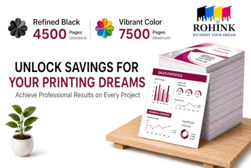 Image of ROHINK GT51 GT52 Ink Refill Dye Ink Compatible with HP Ink Tank 115, 310, 315, 319, 410, 415, 416, 419, 455, 500, 515, 530, 615, GT 5810, GT 5811, GT 5820 (70ml X 4color Set)