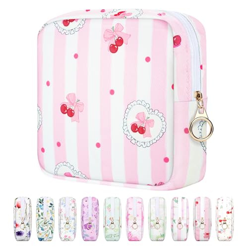 Image of Likesing 5.1'' Sanitary Napkin Storage Bag, Canvas Period Pouches for Teen Girls Women, Period Bag Tampon Holder for Purse Feminine Menstrual Sanitary Pad Pouch(Pink H2930)
