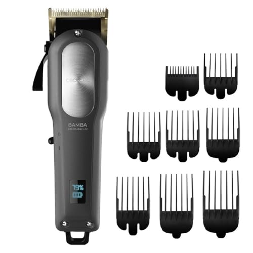 Cecotec CortapelosBamba PrecisionCare Pro Clipper Titanium Go. Batería de litio, Cuchillas de Acero Inoxidable, Autonomía hasta 2 horas, 8 Peines, Ajuste de precisión, Uso con y sin cable