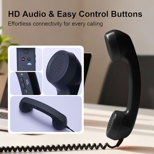 Auricular Retro para Teléfono Tipo C con Cable Negro miniatura 6