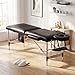 Brelley Massage Table Portable, 2-Fold Lash Bed with Side Pocket, Adjustable Height, Sturdy Aluminum Frame, Esthetician Spa Facial Tattoo Bed with Face Cradle & Carrying Bag, Black