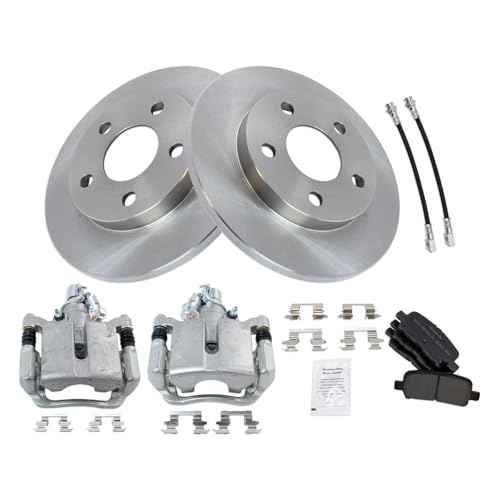 Image of TRQ Rear Brake Pad and Rotor Set Semi Metallic Calipers Compatible with 2005-2008 Pontiac Grand Prix