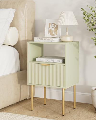 AEPOALUA Nightstand,Modern Bedside Table with Gold Frame,Night Stand,Bedside Furniture, Modern