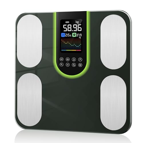 Body Fat Scales, Smart Scales for Body Weight & Fat - Digital BMI 20 Body Composition Scale with App, Measures Muscle Mass, Visceral Fat, Hydration Level - 180kg Capacity