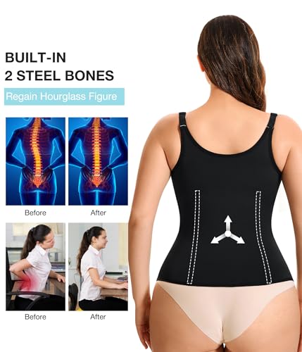 Eleady Women's Underbust Corset Waist Trainer Cincher Steel Boned Body Shaper Vest with Adjustable Straps