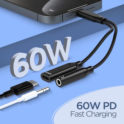 Image of UNIGEN 2 in 1 USB C to 3.5mm Headphone and Charger Adapter, AUX Mic Jack with PD Up to 60W Fast Charging for Stereo, Earphones, Compatible with Samsung Galaxy S25 /S24 /S23 /S22+, Google Pixel 8 /7