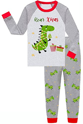 Tkria Kids' Christmas Pajamas Dinosaur Xmas Jammies Baby Girls Boys Sleepwer Christmas Dino Pjs Set
