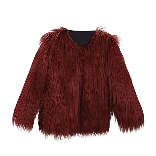 Girls Faux Fur Coat Fuzzy Fluffy Fleece Long Sleeve Toddler Winter Jacket Heavy Rock Warm Heated Fall Christmas Clothes