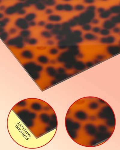 Image of TOEPODO Tortoise Shell Cast Acrylic Sheets 1 /8 Thick, 19 inchx12 inch,Acrylic Leopard Pattern Translucent for Laser Cutting Jewelry DIY Crafts /Home Deco (2pcs,19x12inch)