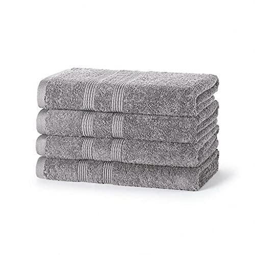 Vozbi Bath Towels - Pack of 4 Premium 500 GSM Ring Spun Cotton Towels - Bath Linen Hotel Quality Towel Set - Jumbo Bath Sheet Towel (80x140 cm) (Grey)