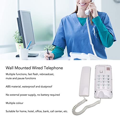 Teléfono alámbrico de pared retro con funciones básicas miniatura 3