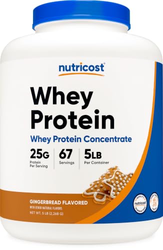 Nutricost Whey Protein Concentrate Powder (Gingerbread) 5 LB, Gluten-Free: retailer-supplied image