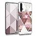 Produktbild kwmobile Hülle kompatibel mit Huawei Nova 5T - Handyhülle - Handy Case Glory Dreieck Muster Rosa Rosegold Weiß
