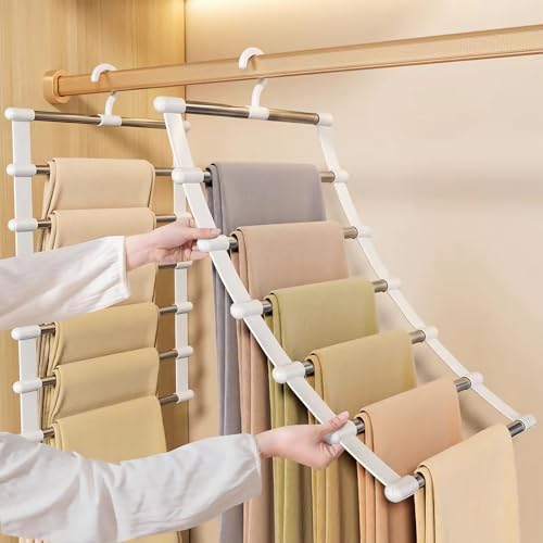 GOWODOOO Perchas para pantalones ahorran espacio, 2 perchas de 6 ...