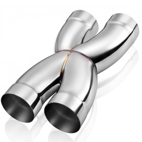 Upower Exhaust X Pipe 3 Inlet Universal Dual 3 Inch Inlet/Outlet Muffler Tip 12 Long Crossover X Pipe Polished Stainless Steel Weld On Stamped Pipe