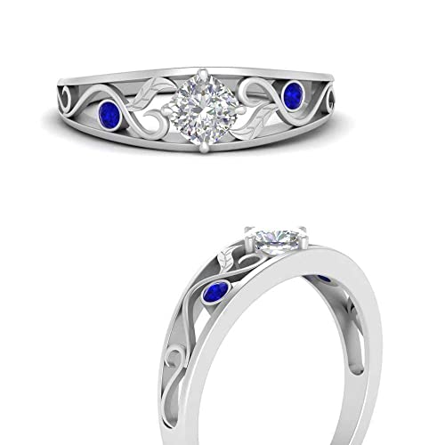 Image of Choose Your Gemstone Nature Inspired Compass Point Ring 925 Sterling Silver Cushion Shape Side Stone Engagement Rings Lightweight Office Wear Everyday Gift Jewelry US Size 4 to 12