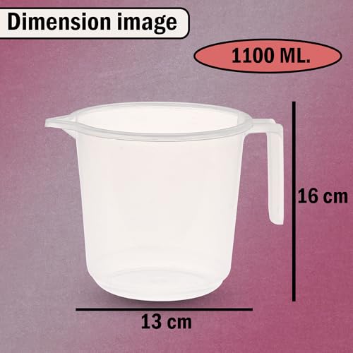 Image of Kuber Industries Pack of 12 Plastic Mug for Bathroom | Bath Mug for Bathing | Water Mug for Bathroom | 1100 ML | Transparent