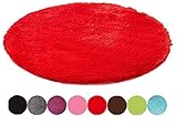 Emorias Runder Teppich, Shaggy-Stil, schöne Dekoration für Schlafzimmer und Wohnzimmer, weich, 1 Stück 60 cm Rot L
