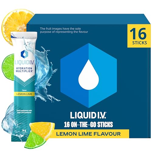 Liquid I.V. Hydration Sachets | Lemon Lime | Electrolyte Powder Mix | 1 Pack (16 Sticks) | 7 Vitamins and Minerals | Vegan