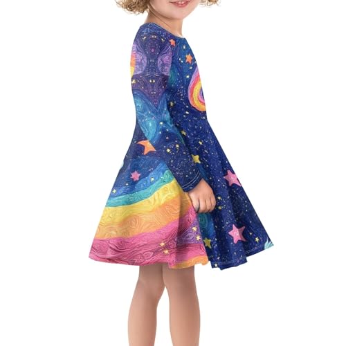 Dresses Cute Long Sleeve Midi Fit and Flare A Line Party Dress Girls Round Neck Casual Comfy Flowy Fall Dresses4