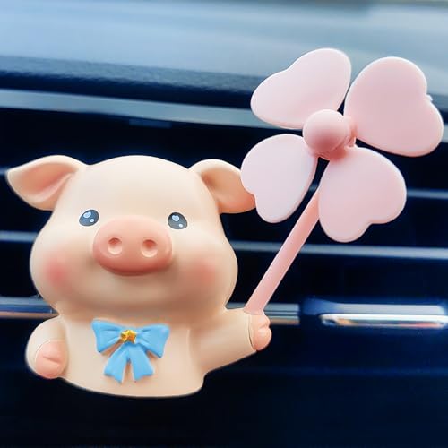 Image of Cute Car Air Freshener Vent Clips, 3D Animal with Mini Fan Diffuser Vent Clip, Air Conditioning Decoration Car Accessories for Women and Men