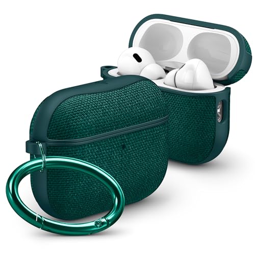 Image of Spigen for AirPods Pro 3 Case, Urban Fit Compatible with AirPods Pro 3rd Generation Case (2025), Premium Fabric Cover with Carabiner - Midnight Green