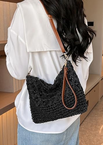 Image of Small Square Bag Straw Beach Bags For Women Rattan Purse Summer Straw Crossbody Handmade Raffia Bag Handbag Shoulder Bag 2025