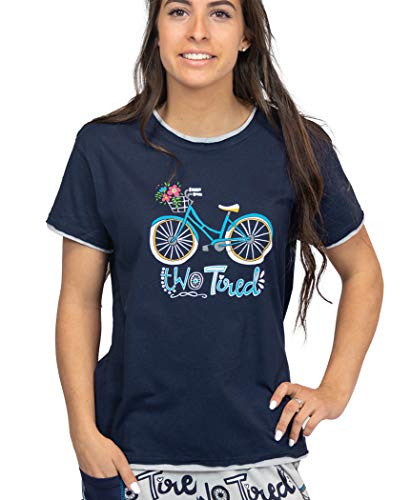 Lazy One Pajamas for Women, Cute Pajama Pants and Top Separates, Two Tired, Flowers, Bike