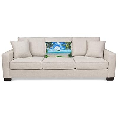 EKOBLA Throw Pillow Cover Summer Beach Theme Palm Tree Tropical Sandy Sea Ocean Vocation Natural Plant Decor Lumbar… 419NVElu1ML. SS400