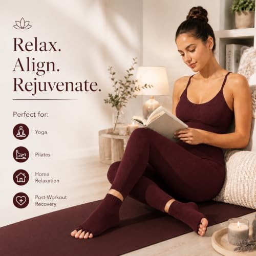 Image of Foot Alignment Orthopedic Cotton Socks for Men & Women | Five Toe Separator | Foot Pain Relief | Bunion Corrector | Plantar Fasciitis Support | Improves Posture & Flexibility | Free Size | Brown | 1 Pair