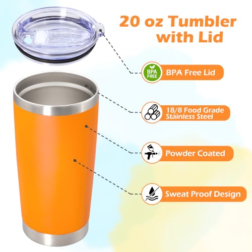 Image of 20oz Tumbler Insulated Tumblers Vacuum Coffee Mug with Lid Orange 12Pack