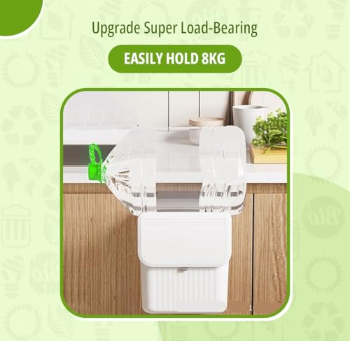 Image of TONY STARK Plastic Hanging Kitchen Trash Can With Lid, Double-Sided Open Lid Design, Kitchen Trash Can, Kitchen Cabinet Door Hanging Wall Storage Bucket (7 Litre, White)