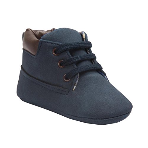 Zapatos de bebé, Bluestercool Invierno bebé niña niño Zapatos Cuero Suela Suave Infantil Zapatos con Cordones Zapatos Bebe Primeros Pasos (11CM, DB)