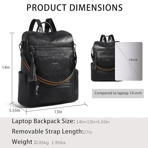 Image of Shrrie Vegan Leather Laptop Backpack for Women 15.6 inch Work Backpack Fashion Travel Backpack Purse for Business College